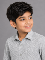 Boys' Urban Grey Geometric Print Casual Shirt - Image 3