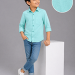 Boys' Aqua Mint Casual Long-Sleeve Button-Up Shirt