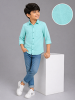Boys' Aqua Mint Casual Long-Sleeve Button-Up Shirt