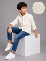 Boys' Sunshine Yellow Linen-Blend Casual Long Sleeve Shirt - Image 4