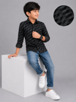 Boys' Dynamic Black Dash Print Long Sleeve Shirt - Image 4