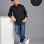 Boys' Classic Black Button-Down Long Sleeve Shirt
