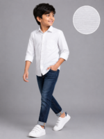 Boys' Classic White Textured Button-Down Shirt - Image 4