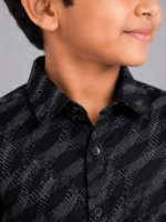Boys' Dynamic Black Dash Print Long Sleeve Shirt - Image 3