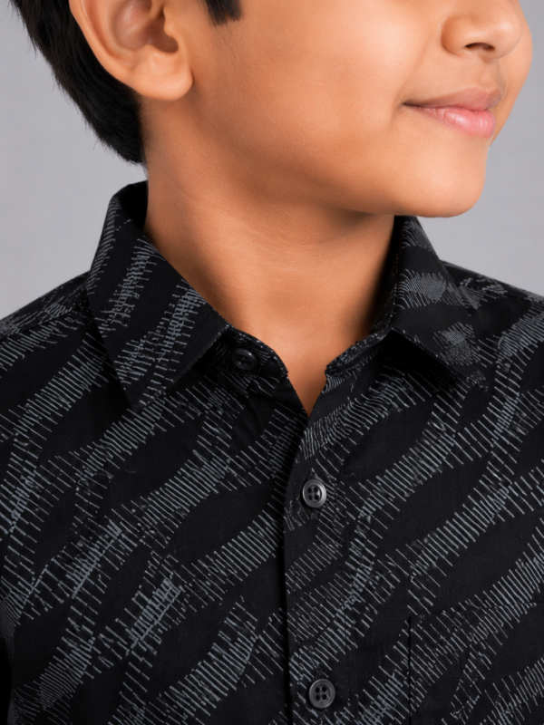 Boys' Dynamic Black Dash Print Long Sleeve Shirt - Image 3