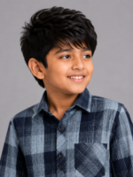 Boys' Blue & Navy Plaid Check Casual Shirt | Long Sleeve Button-Down - Image 3