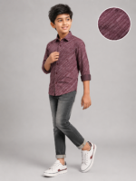 Boys' Burgundy Geometric Print Long Sleeve Shirt