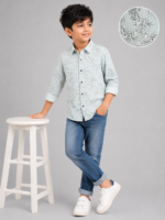 Boys' Mint Green Floral Print Casual Shirt - Image 4