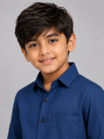 Boys' Navy Blue Textured Long Sleeve Shirt – Smart Casual - Image 3