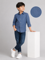 Boys' Premium Textured Cotton Button-Down Shirt - Image 3