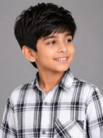 Boys' Black & White Plaid Casual Full Sleeve Shirt - Image 2