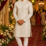 Ivory Regal Embroidered Kurta Set for Men