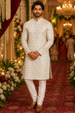 Ivory Regal Embroidered Kurta Set for Men