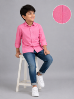 Boys Vibrant Pink Long-Sleeve Cotton Shirt - Image 4