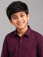 Boys' Stylish Burgundy Textured Casual Shirt - Image 2