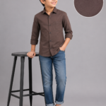 Boys' Premium Cotton Classic Brown Button-Down Shirt
