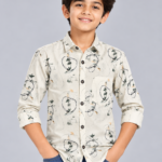 Boys' Artistic Meadow Print Long Sleeve Casual Shirt