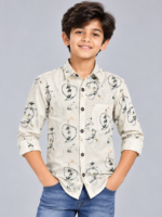 Boys' Artistic Meadow Print Long Sleeve Casual Shirt