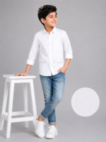 Boys' Classic White Long-Sleeve Button-Down Shirt - Image 2