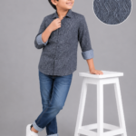 Boys' Textured Wave Pattern Casual Button-Down Shirt