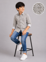 Boys' Modern Geometric Print Button-Down Shirt - Image 3