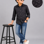 Boys' Black Paisley Print Button-Down Shirt