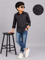Boys' Black Paisley Print Button-Down Shirt