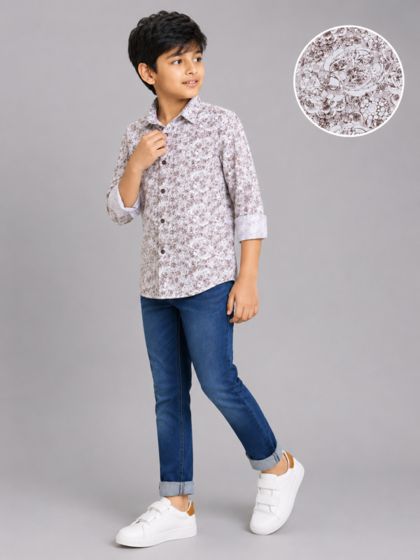 Boys' Elegant Floral Print Casual Shirt - Image 2