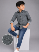 Boys' Dynamic Grey Abstract Print Casual Shirt - Image 3