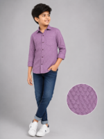 Boys' Stylish Purple Geometric Pattern Casual Shirt - Image 2
