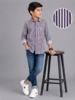 Boys' Smart Casual Multi-Stripe Long Sleeve Shirt