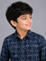 Boys' Navy Tribal Geometric Print Long Sleeve Casual Shirt - Image 2