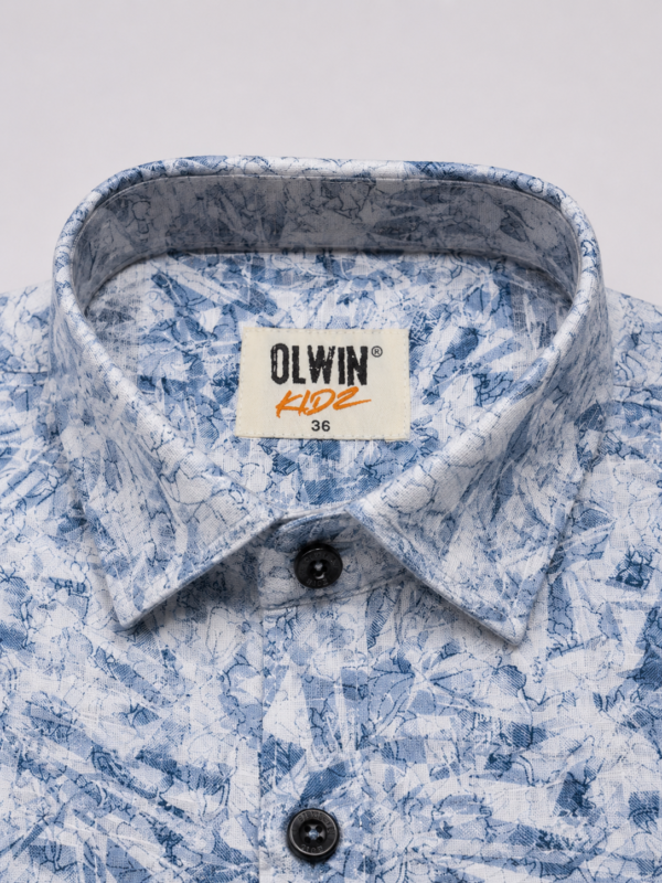 Boys' Cool Blue Abstract Print Casual Shirt - Image 3