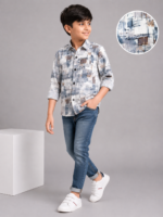 Boys' Modern Abstract Print Long Sleeve Casual Shirt - Image 4