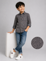 Young Men's Abstract Wave Print Button-Down Shirt - Image 3