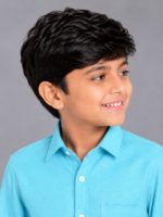 Junior Boys' Vibrant Aqua Blue Textured Casual Shirt - Image 2