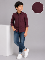 Olwin Kidz Boys' Maroon Textured Long-Sleeve Shirt - Image 2