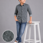 Boys' Dynamic Grey Abstract Print Casual Shirt