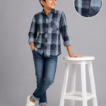 Boys' Blue & Navy Plaid Check Casual Shirt | Long Sleeve Button-Down
