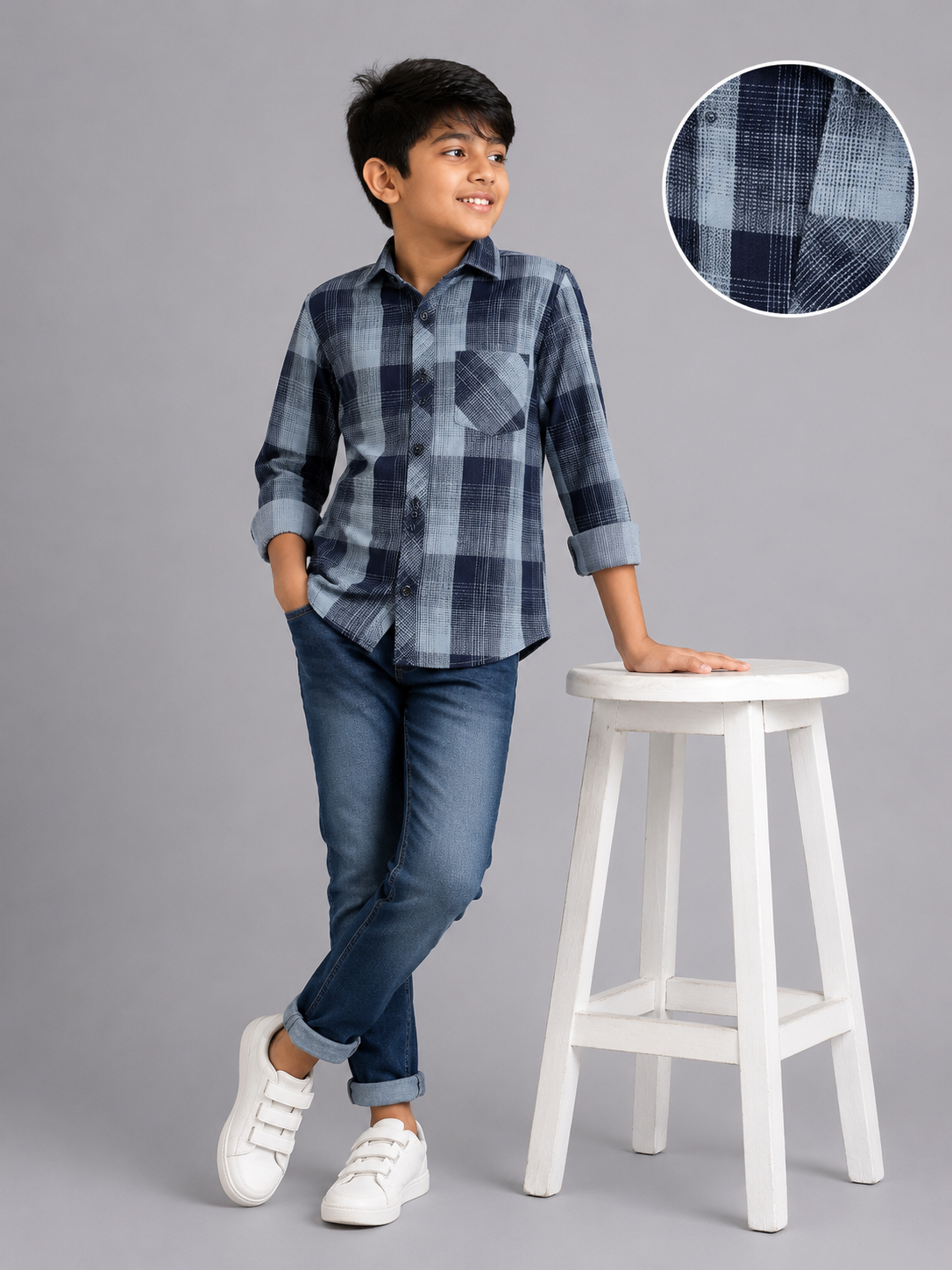 dd882909-e97f-451e-9c20-e855e6272401 Boys' Blue & Navy Plaid Check Casual Shirt | Long Sleeve Button-Down - Image 1
