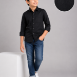 Boys' Classic Black Button-Down Long Sleeve Shirt