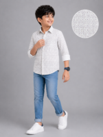 Boy's Modern Geo-Print Casual Button-Down Shirt - Image 2