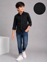 Boys' Classic Black Button-Down Long Sleeve Shirt - Image 2
