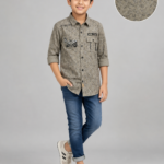 Boys' Olive Botanical Print Graphic Button-Down Shirt