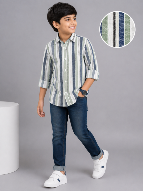 Boys' Riviera Stripe Casual Button-Down Shirt - Image 3