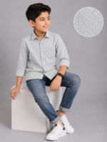 Boys' Urban Grey Geometric Print Casual Shirt - Image 2