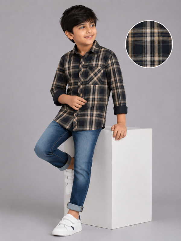 Boys' Classic Plaid Long-Sleeve Button-Down Shirt - Image 3