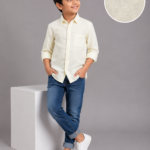 Boys' Sunshine Yellow Linen-Blend Casual Long Sleeve Shirt