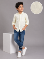 Boys' Sunshine Yellow Linen-Blend Casual Long Sleeve Shirt