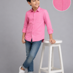 Boys Vibrant Pink Long-Sleeve Cotton Shirt